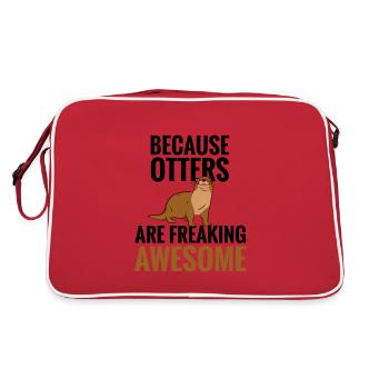 Drôles de cadeaux de loutre | Amateurs de loutre - Sac Retro - rouge/blanc - Dos