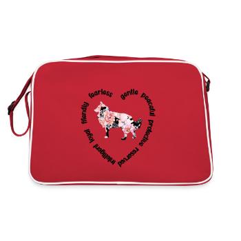 Longhair Collie Lover Collie Mama - Retro Bag - red/white - Back