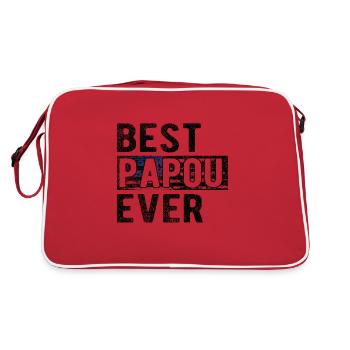 Bester Papou Opa Vatertag Papou Großvater Papa - Retro Tasche - Rot/Weiß - Hinten