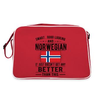 Norwegian Norway flag Norwegian origin - Retro Bag - red/white - Back
