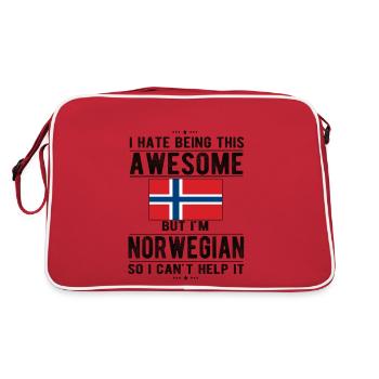 Norwegian Norway Flag Norwegian origin - Retro Bag - red/white - Back
