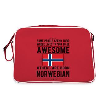 Norwegian Norway Flag Norwegian origin - Retro Bag - red/white - Back