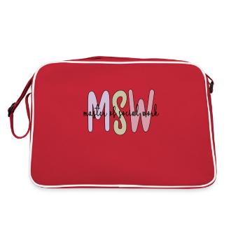 Master Social Work Abschluss Soziale Arbeit MSW - Retro Tasche - Rot/Weiß - Hinten