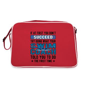 Schwimmtrainer Trainer Schwimmverein Schwimmcoach - Retro Tasche - Rot/Weiß - Hinten