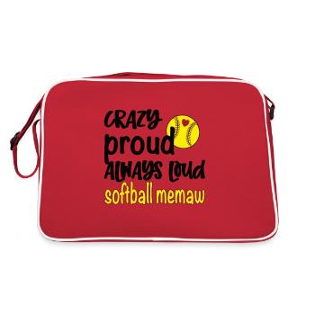 Memaw Grandma By Softball Player Softball Memaw - Retro Bag - red/white - Back