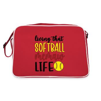 Memaw Grandma By Softball Player Softball Memaw - Retro Bag - red/white - Back
