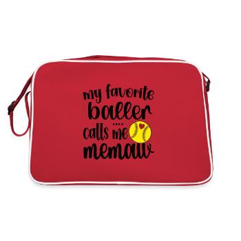 Memaw Grandma By Softball Player Softball Memaw - Retro Bag - red/white - Back