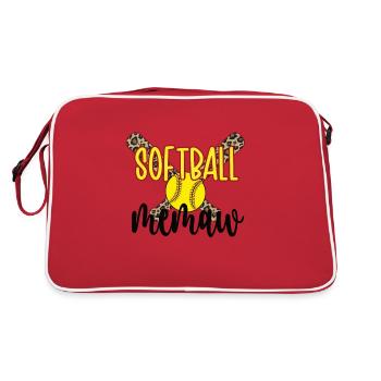 Memaw Grandma Of a Softball Player Softball Memaw - Retro Bag - red/white - Back