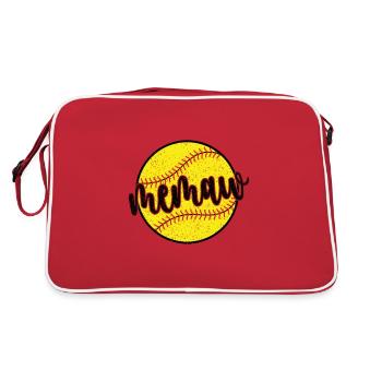 Memaw Grandma Of a Softball Player Softball Memaw - Retro Bag - red/white - Back