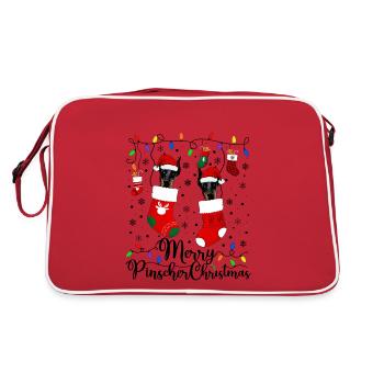 Miniature Pinscher Christmas Min Pin Xmas Gifts - Retro Tasche - Rot/Weiß - Hinten