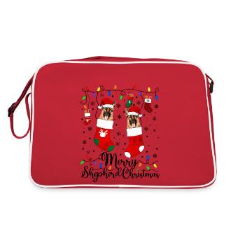 German Shepherd Christmas German Shepherd Xmas - Retro Tasche - Rot/Weiß - Hinten