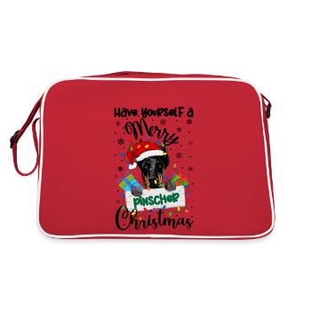 Miniature Pinscher Christmas Min Pin Xmas Gifts - Retro Tasche - Rot/Weiß - Hinten