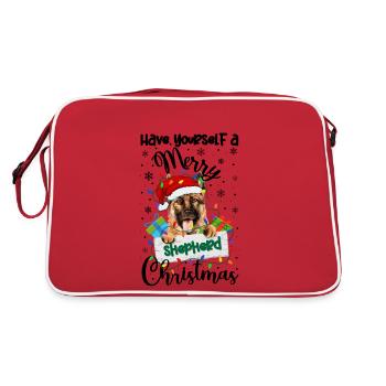 German Shepherd Christmas German Shepherd Xmas - Retro Tasche - Rot/Weiß - Hinten