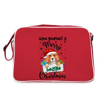 Beagle Christmas Party Beagle Dog Xmas Gifts - Retro Tasche - Rot/Weiß - Hinten