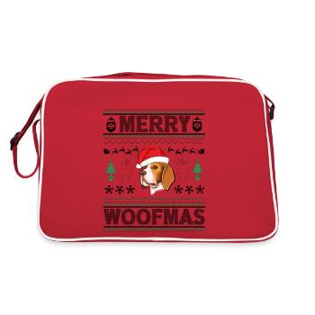 Beagle Ugly Christmas Beagle Dog Xmas Party - Retro Tasche - Rot/Weiß - Hinten