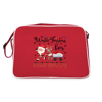 Westie Weihnacht Goldener Hunde Geschenk - Retro Tasche - Rot/Weiß - Hinten