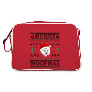 Westie Weihnacht Goldener Hunde Geschenk - Retro Tasche - Rot/Weiß - Hinten