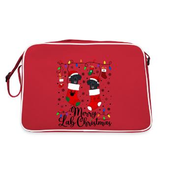 Labrador Weihnacht Goldener Hunde Geschenk - Retro Tasche - Rot/Weiß - Hinten