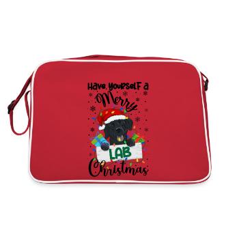 Labrador Weihnacht Goldener Hunde Geschenk - Retro Tasche - Rot/Weiß - Hinten