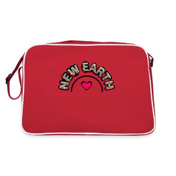 Une nouvelle terre avec un cœur, écrite à partir de fleurs - Sac Retro - rouge/blanc - Dos