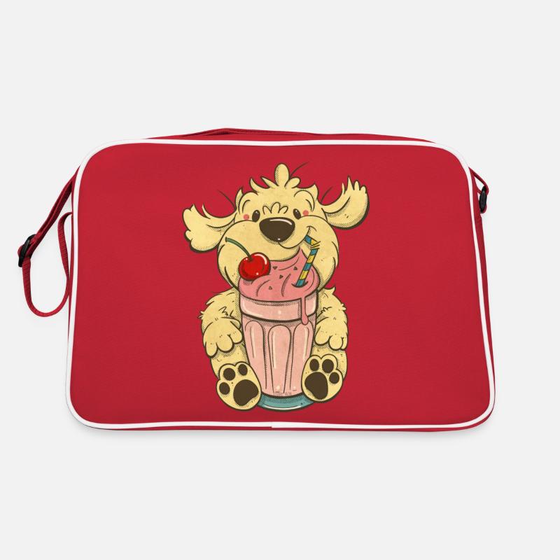 Cockapoo Thor with pink milkshake - Retro Bag - red/white