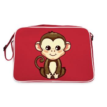 Singe assis, méditant et relaxant - Sac Retro - rouge/blanc - Dos