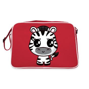 Zèbre kawaii mignon, charmant design animal - Sac Retro - rouge/blanc - Dos
