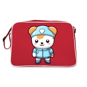 Cat and dog in winter clothes, cozy - Retro Bag - red/white - Back