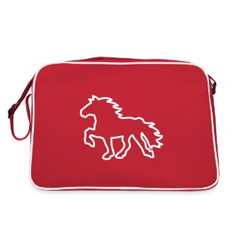 Icelandic Horse Contour (white) - Retro Bag - red/white - Back