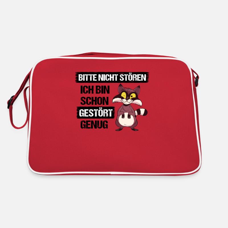 Bitte nicht stören bin schon gestört genug - Retro Tasche - Rot/Weiß