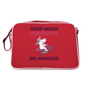 Fresst meinen Sternenstaub ihr Langweiler - Retro Tasche - Rot/Weiß - Hinten