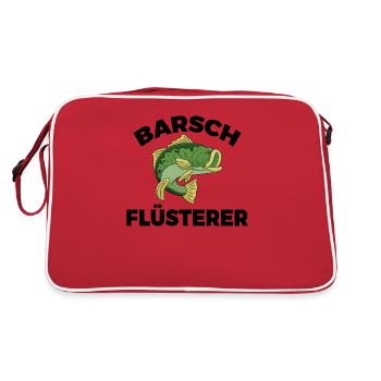 Barsch Flüsterer Barschangler Raubfisch - Retro Tasche - Rot/Weiß - Hinten