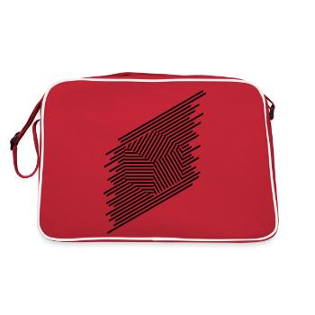 Quader Linien - Retro Tasche - Rot/Weiß - Hinten