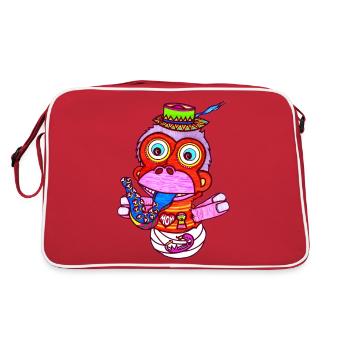Baby Affe - Retro Tasche - Rot/Weiß - Hinten