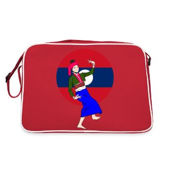 Laos Laote Laoten Stolz Flagge Kreis I Geschenk - Retro Tasche - Rot/Weiß - Hinten