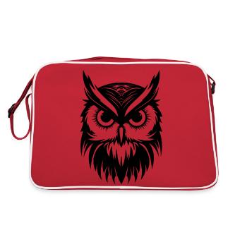 Owl Owl Bird Birds - Retro Bag - red/white - Back