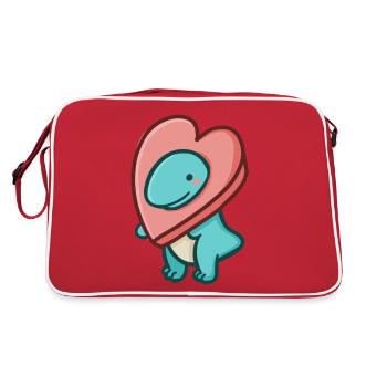 hugadino Heart T-Rex, Dino, Cute Dinosaur - Retro Bag - red/white - Back