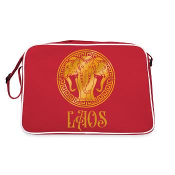 Laos Laote Laoten Elefant Lao I Geschenk - Retro Tasche - Rot/Weiß - Hinten