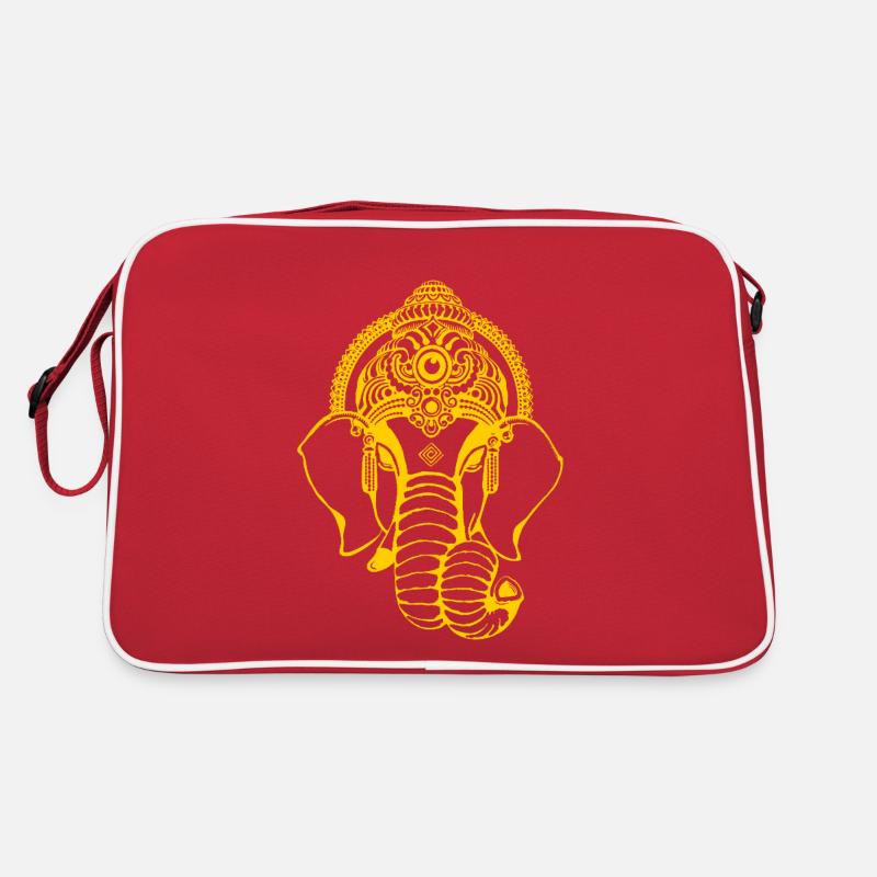 Elefant Ganesha - Retro Tasche - Rot/Weiß
