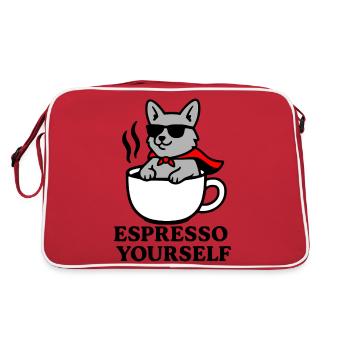 Cool Dog in Coffee – stylish pooch & coffee vibe - Retro Bag - red/white - Back