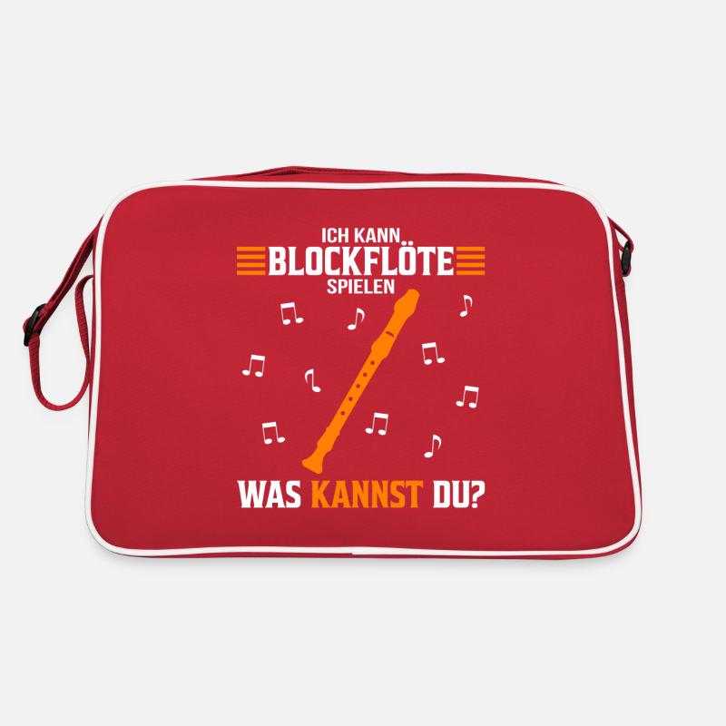 Blockflöte Flöte flöten Geschenkidee witzig - Retro Tasche - Rot/Weiß