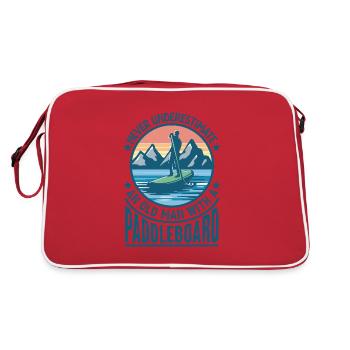 Vieil homme avec Paddleboard Paddleboard cadeau Papa - Sac Retro - rouge/blanc - Dos