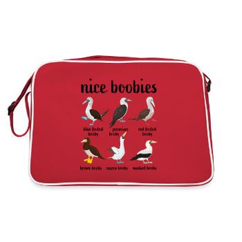 Booby Bird Nice Boobies Funny Christmas Gift - Retro Bag - red/white - Back