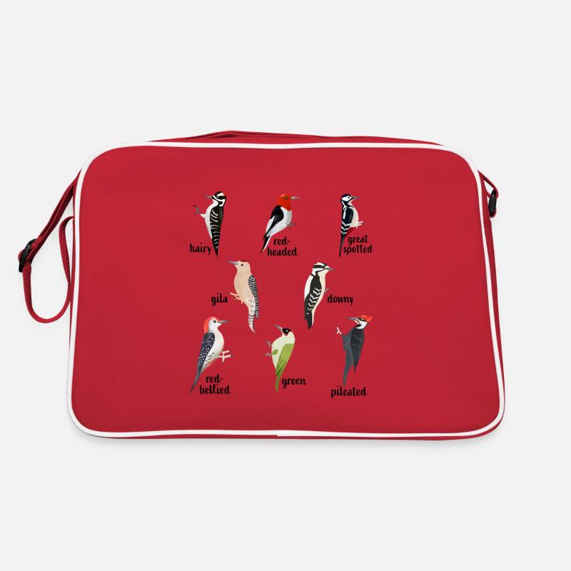 Types de cadeau d’observation des oiseaux pics - Sac Retro - rouge/blanc