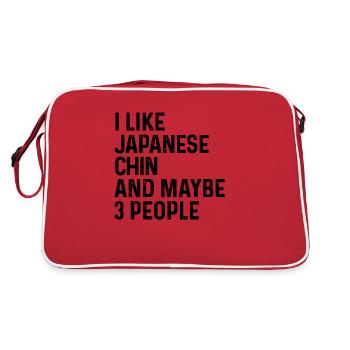 Ich mag japanisches Kinn und vielleicht 3 Personen Hundeliebhaber - Retro Tasche - Rot/Weiß - Hinten