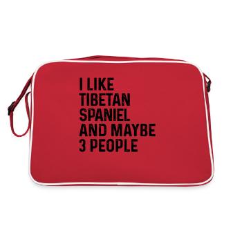 J’aime l’épagneul tibétain et peut-être le chien de 3 personnes - Sac Retro - rouge/blanc - Dos