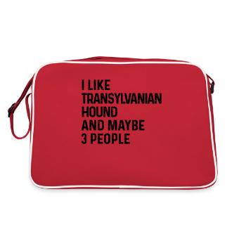 Ich mag Siebenbürgischer Hund und vielleicht 3 Personen Hund - Retro Tasche - Rot/Weiß - Hinten