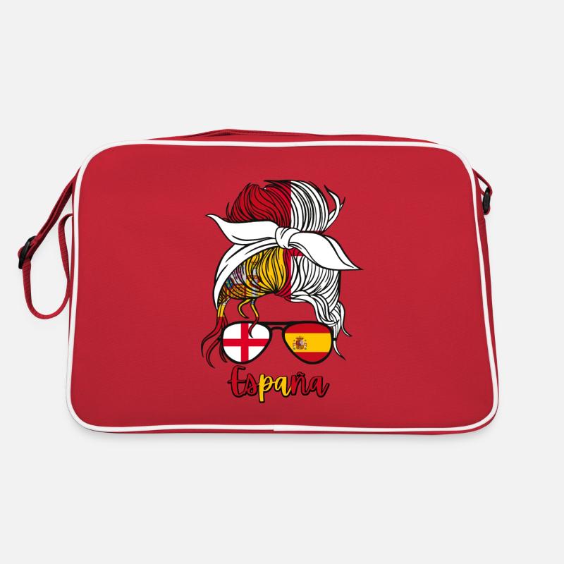 Halb Spanisch, halb Englisch, Mädchen, Spanien, England, Flagge Retro Tasche