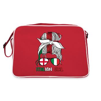 Moitié Anglais Moitié Italien Fille Italie Angleterre Drapeau - Sac Retro - rouge/blanc - Dos