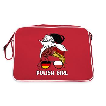 Moitié Allemand Moitié Polonais Fille Pologne Allemagne Drapeau - Sac Retro - rouge/blanc - Dos